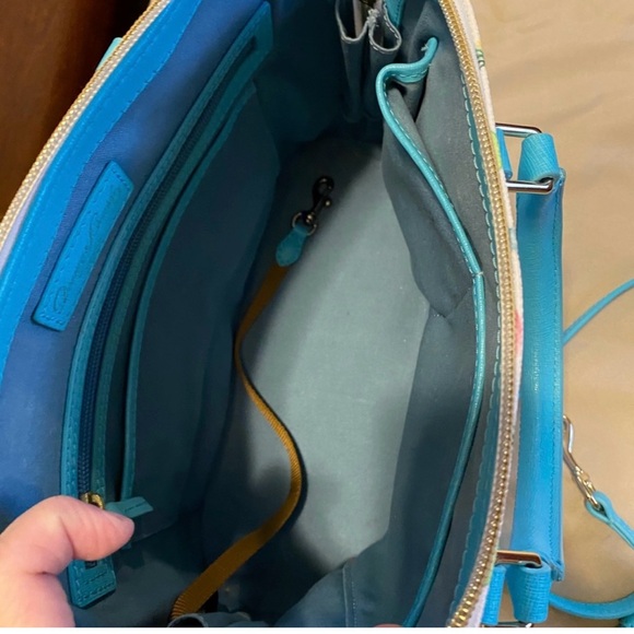 Dooney & Bourke White and Blue Satchel with Pineapple Print - Picture 2 of 2